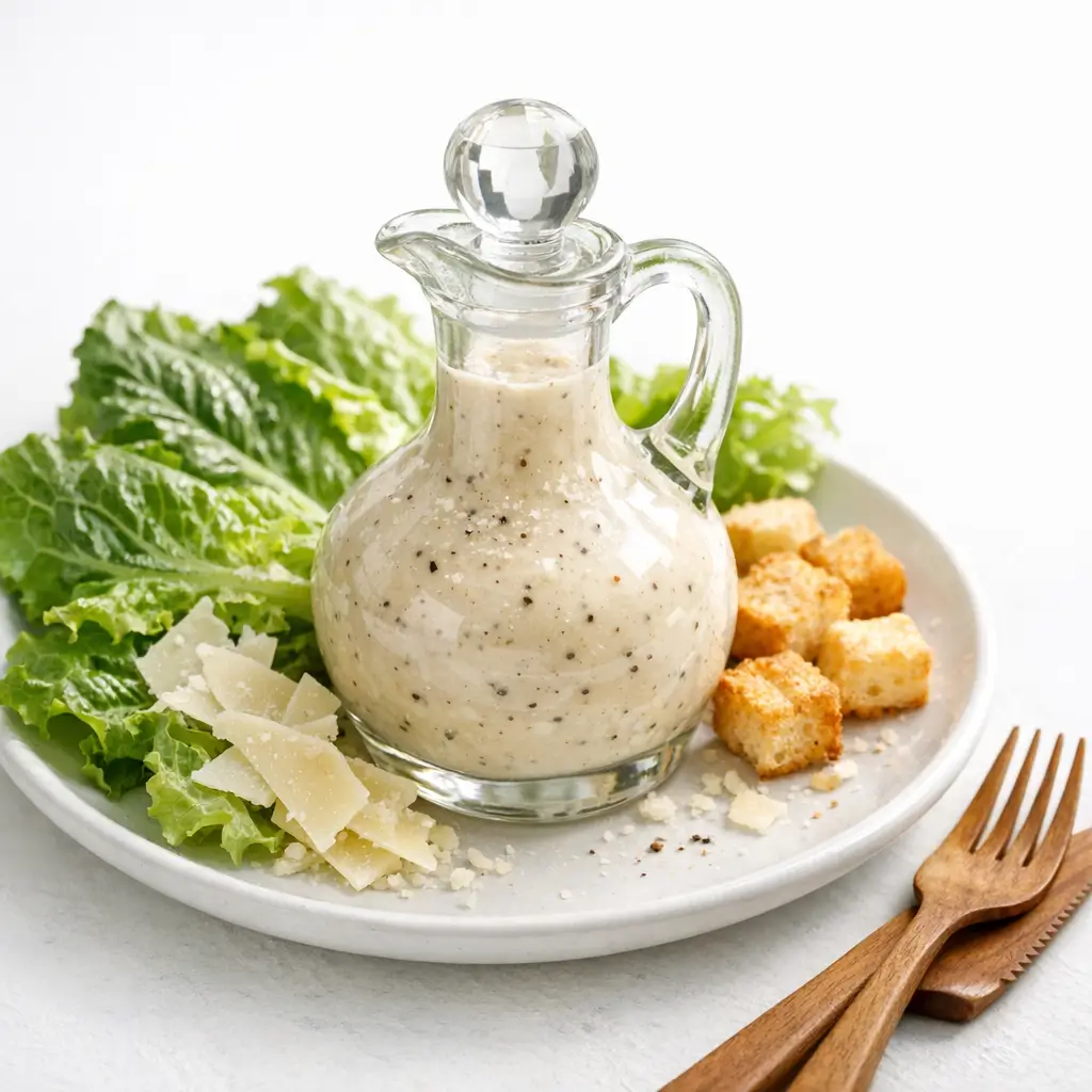 Homemade Olive Garden salad dressing copycat recipe in glass cruet