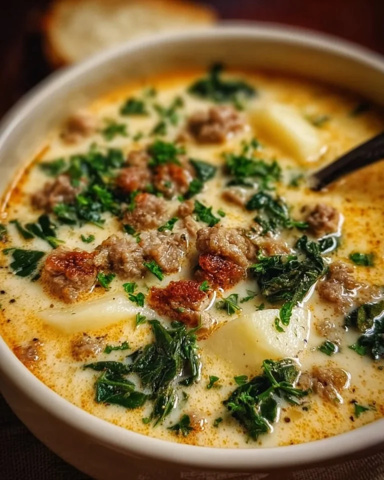 Bowl of authentic Zuppa Toscana soup inspired by Olive Garden recipe
