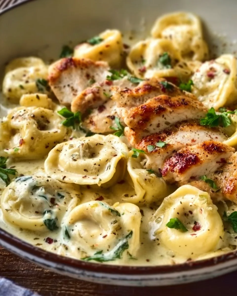 Olive Garden Asiago Tortelloni Alfredo with Grilled Chicken Recipe