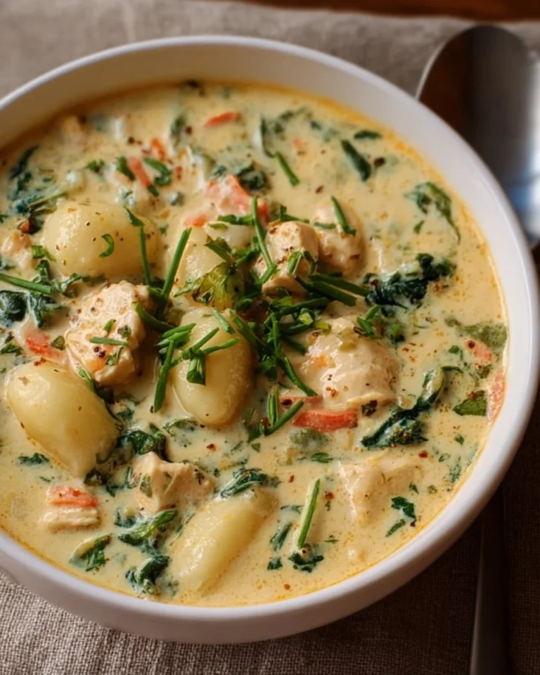 Bowl of Chicken Gnocchi Soup inspired by Olive Garden recipe