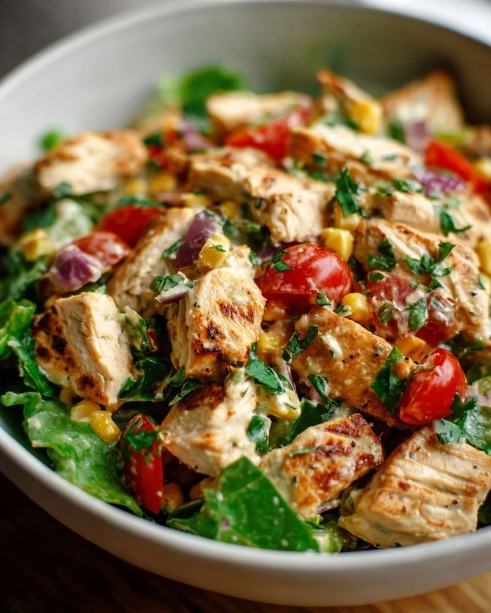 Chipotle Lime Chicken Salad with fresh vegetables and grilled chicken