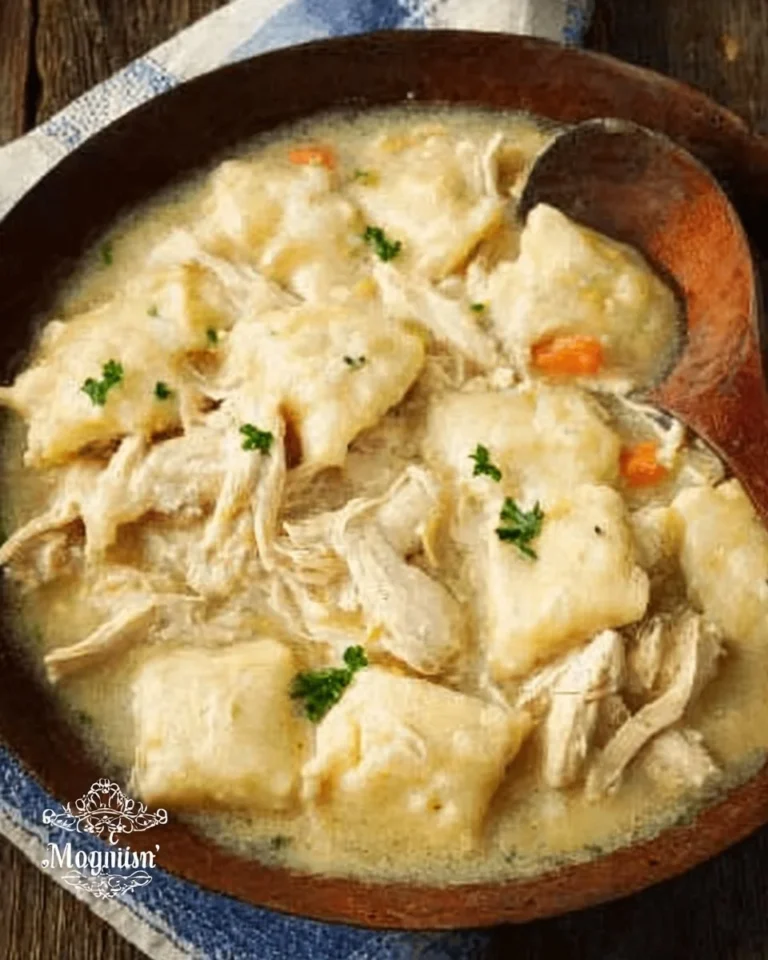 Bowl of Copycat Cracker Barrel Chicken and Dumplings ready to serve