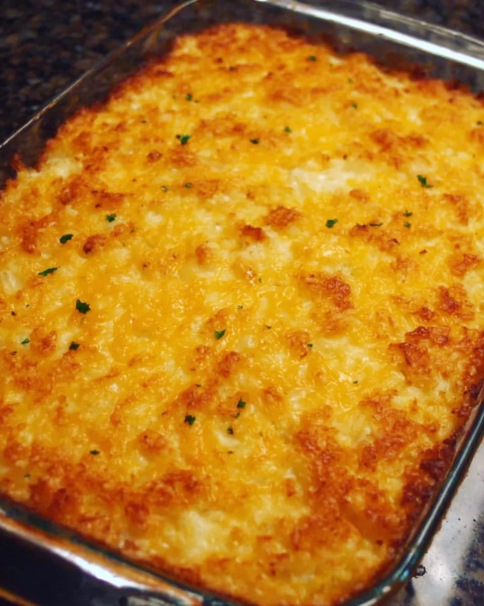 Copycat Cracker Barrel Hash Brown Casserole served in a dish
