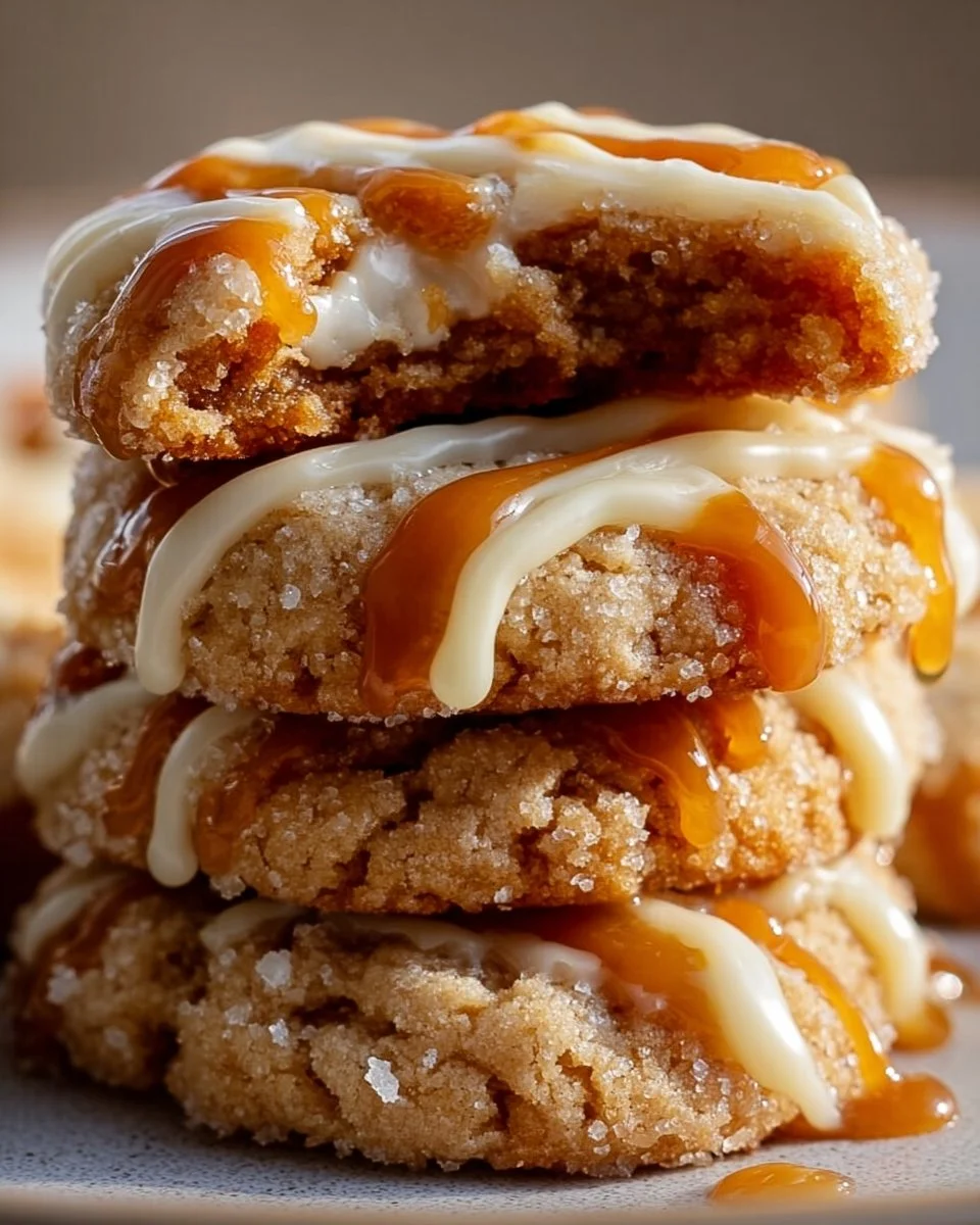 Delicious salted caramel cheesecake cookies inspired by Crumbl's recipe