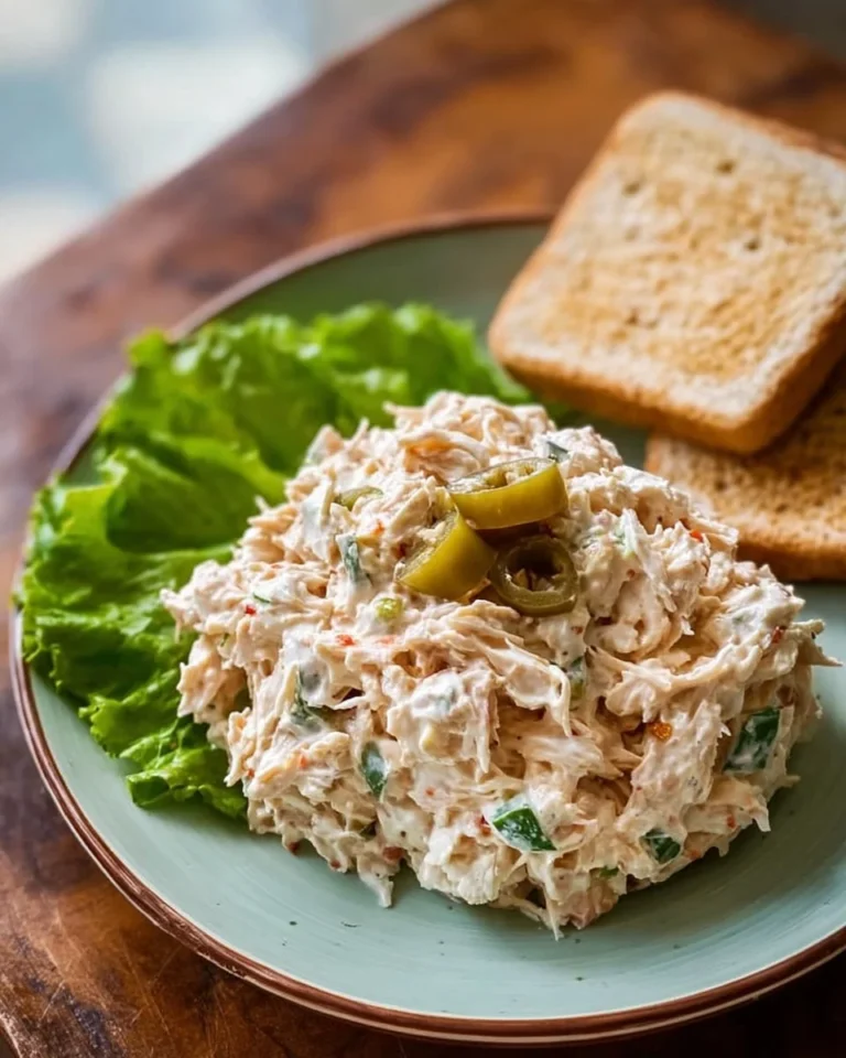 Copycat Jalapeño Hollychicken Salad topped with fresh ingredients and jalapeños