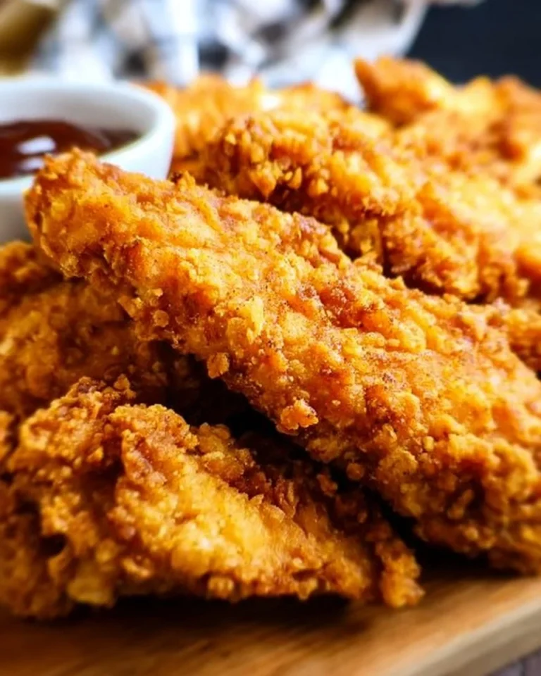 Homemade crispy chicken strips inspired by Popeye's recipe.