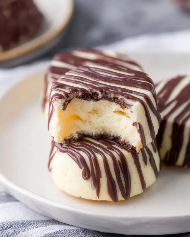 Homemade Copycat Zebra Cakes with chocolate and vanilla stripes