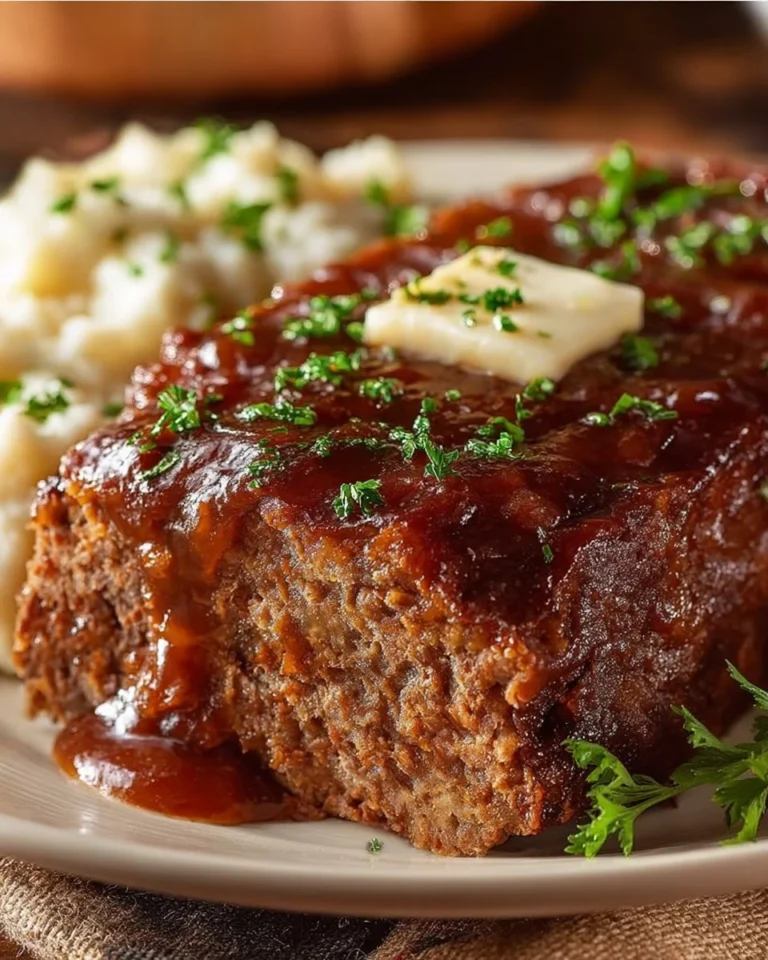 Delicious Cracker Barrel meatloaf served with sides