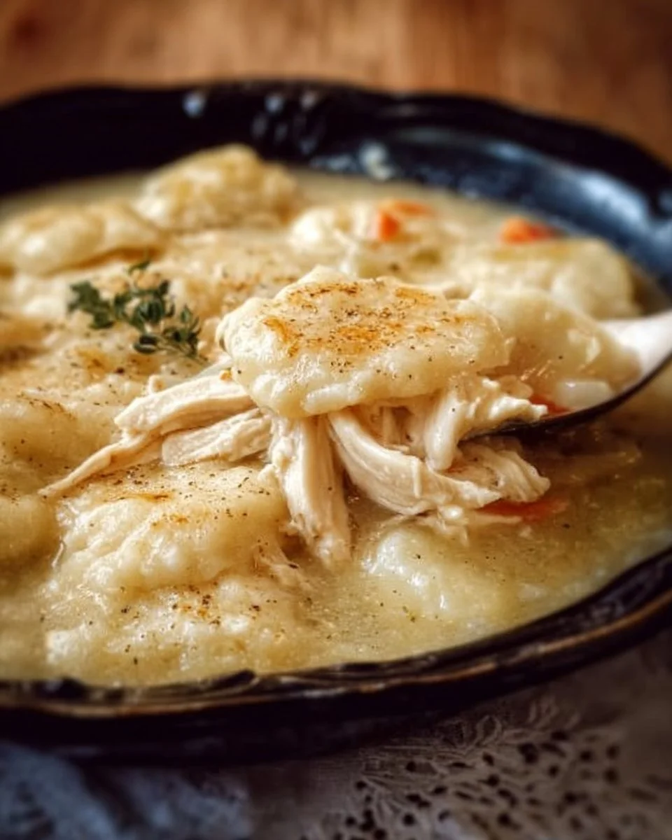 Delicious easy chicken dumplings served in a bowl