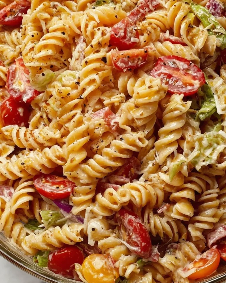 Delicious Grinder Style Pasta Salad with fresh vegetables and dressing