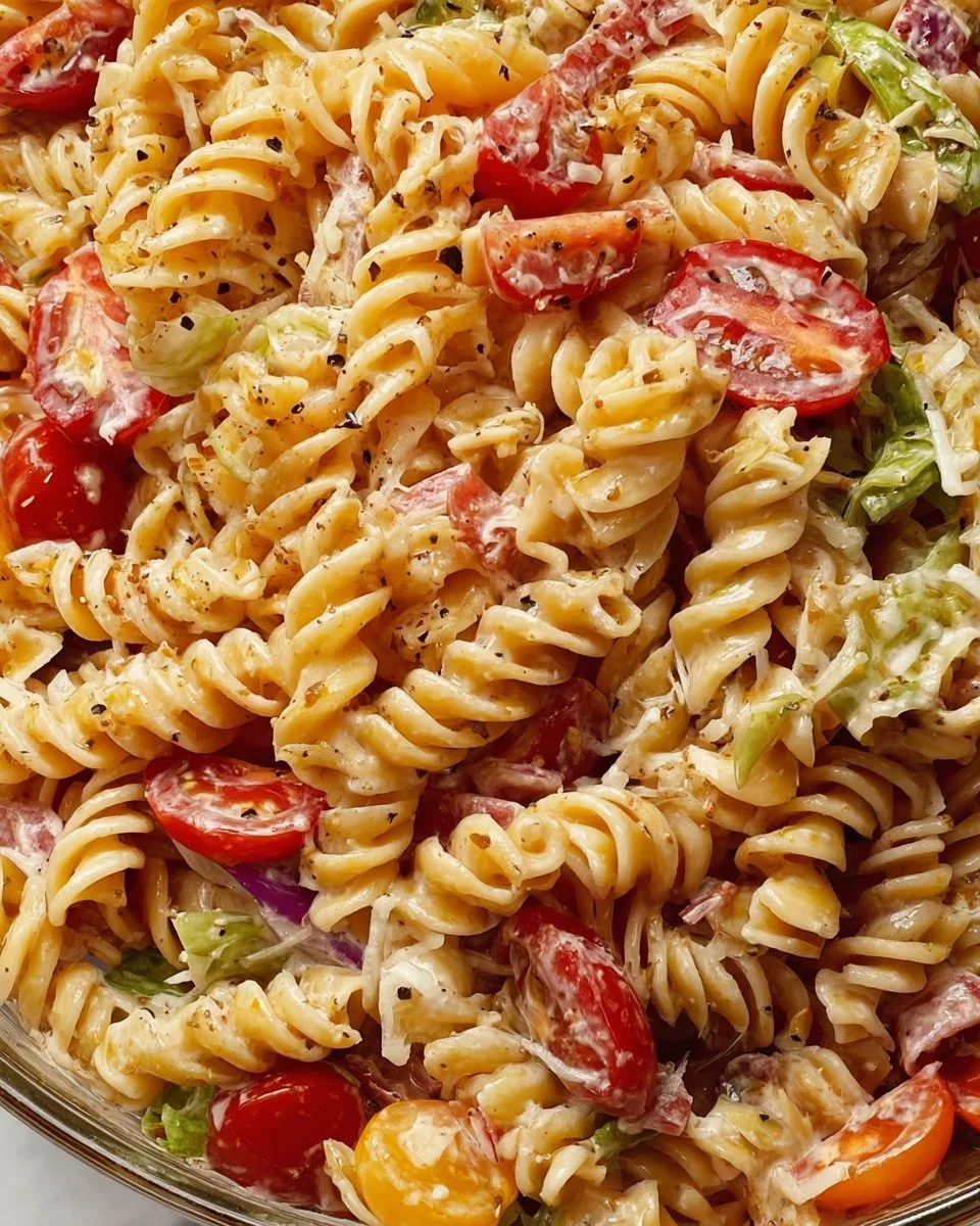 Delicious Grinder Style Pasta Salad with fresh vegetables and dressing