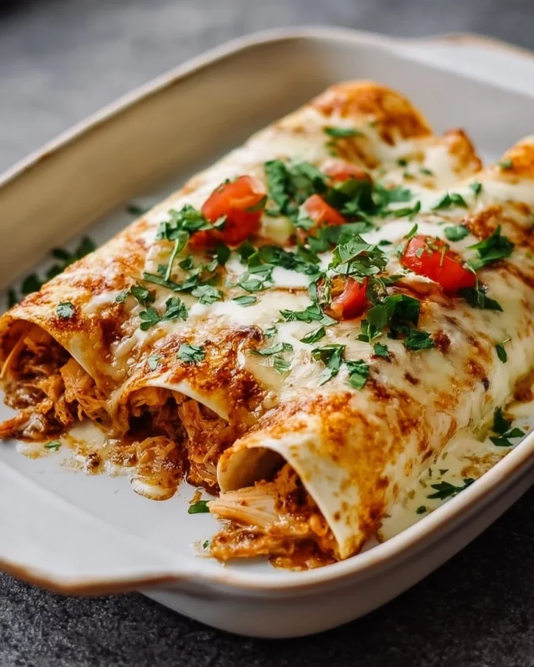 Healthy chicken enchiladas topped with fresh ingredients and spices