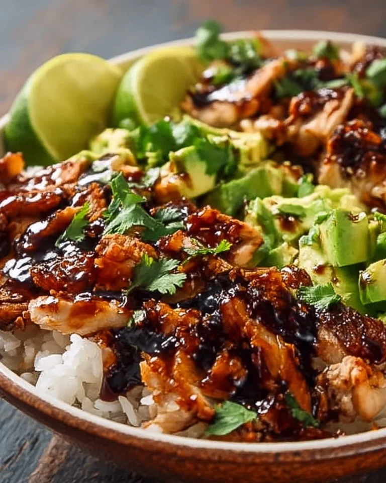 Honey Chipotle Chicken Rice Bowl featuring grilled marinated chicken, rice, and fresh toppings.