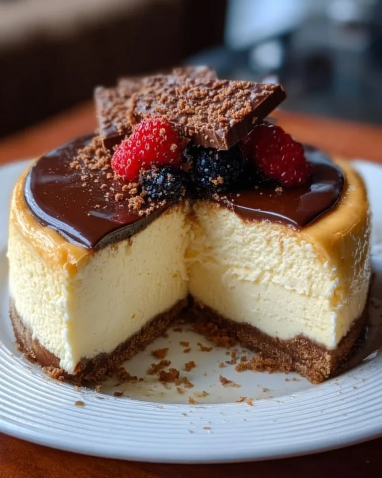 Delicious Millionaire's Cheesecake topped with rich chocolate and caramel layers.