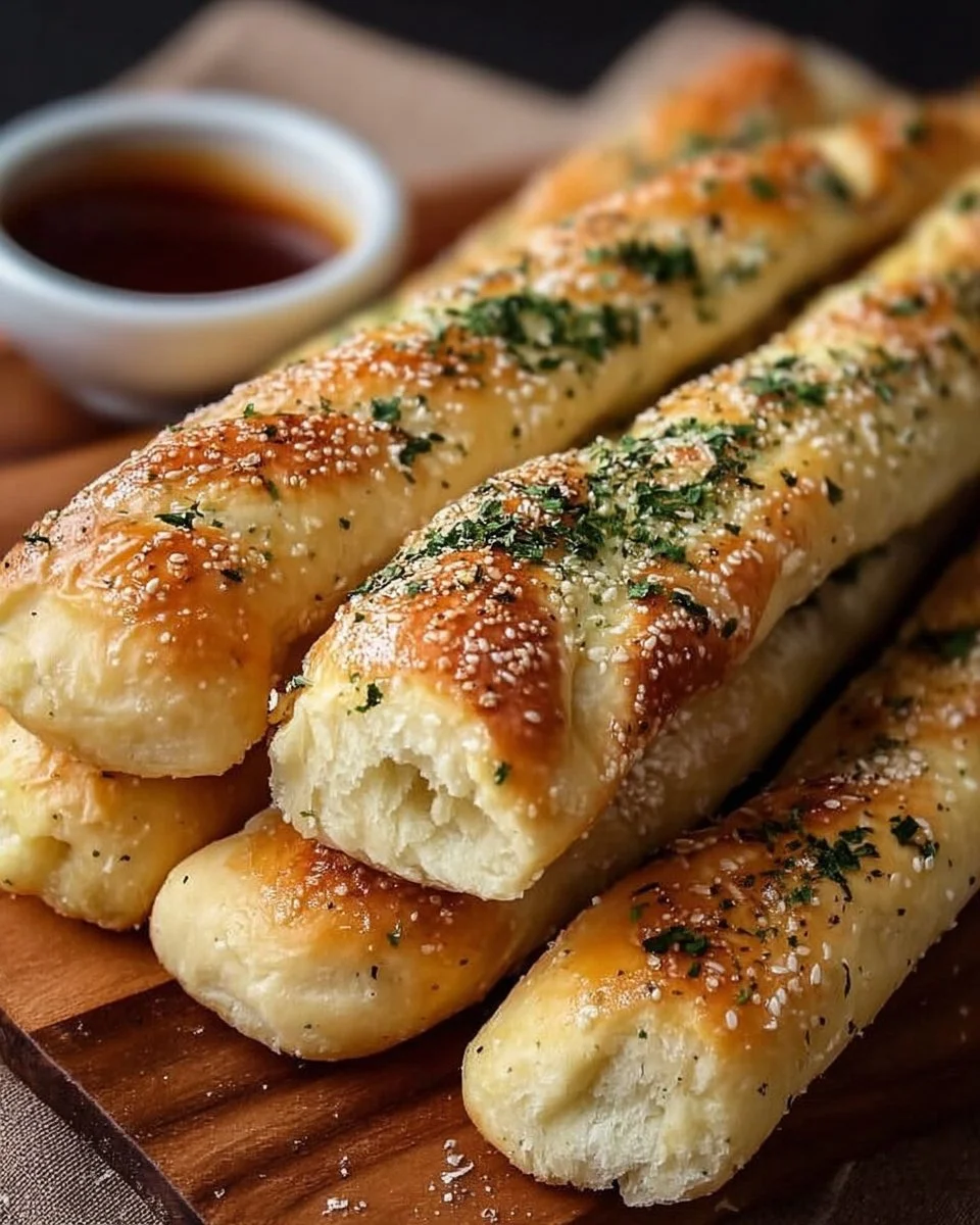 Delicious Olive Garden breadsticks served warm with savory herbs.