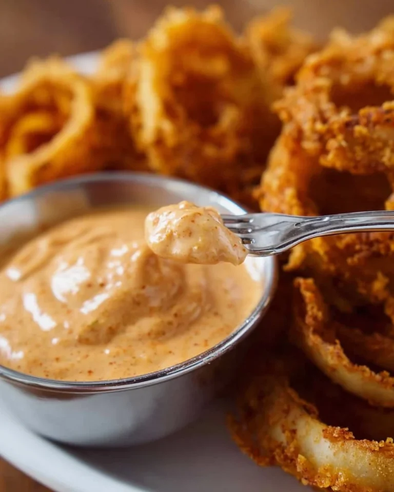 Delicious Outback Blooming Onion Sauce served with a blooming onion appetizer