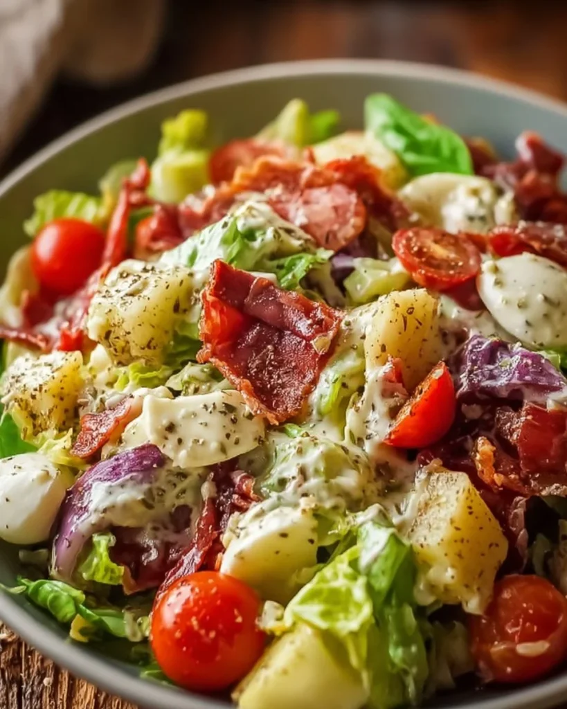 Quick and protein-packed Italian Grinder Salad with fresh vegetables and protein
