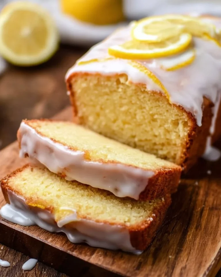 Delicious Starbucks copycat lemon loaf slice on a plate with lemon garnish