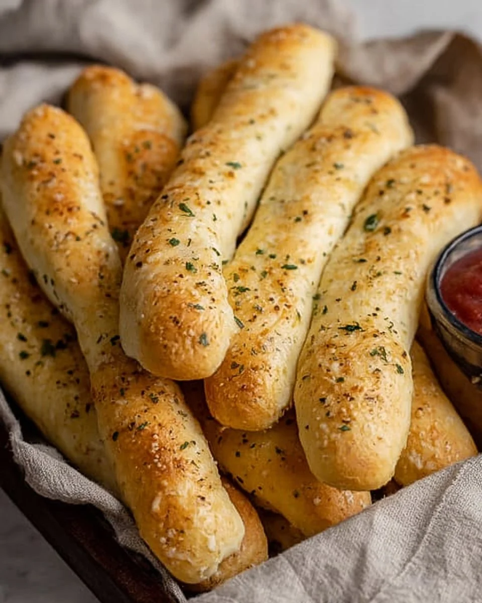 Freshly baked Olive Garden breadsticks on a plate