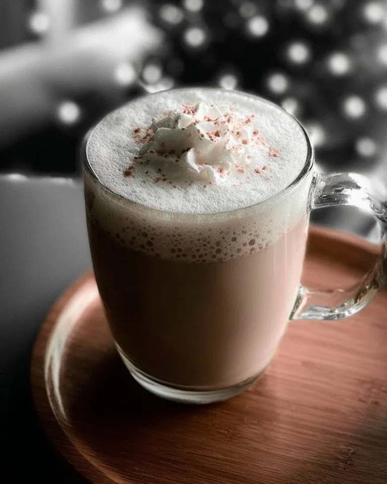 Delicious Toasted White Chocolate Mocha topped with whipped cream and caramel drizzle