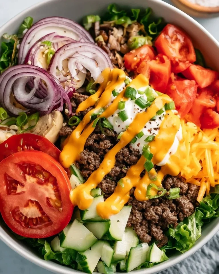 Delicious homemade Burger Bowl served for a quick family dinner