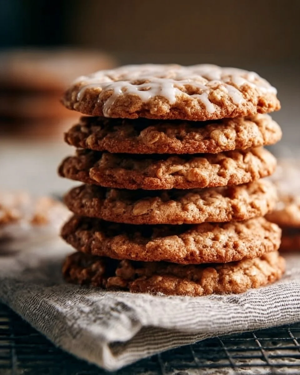 Chewy Homemade Iced Oatmeal Cookies