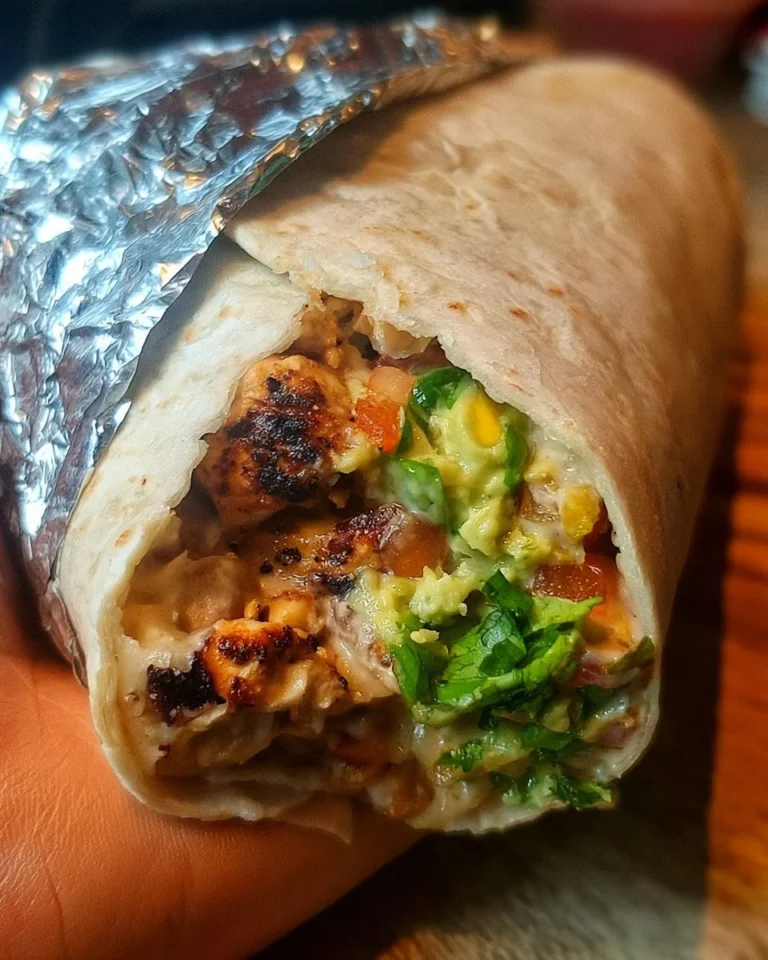 Delicious Chicken Burrito with Chipotle Ranch sauce and grilled chicken