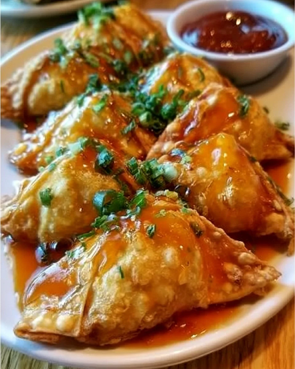 Crispy Chicken Wontons served on a plate, perfect for a quick meal.