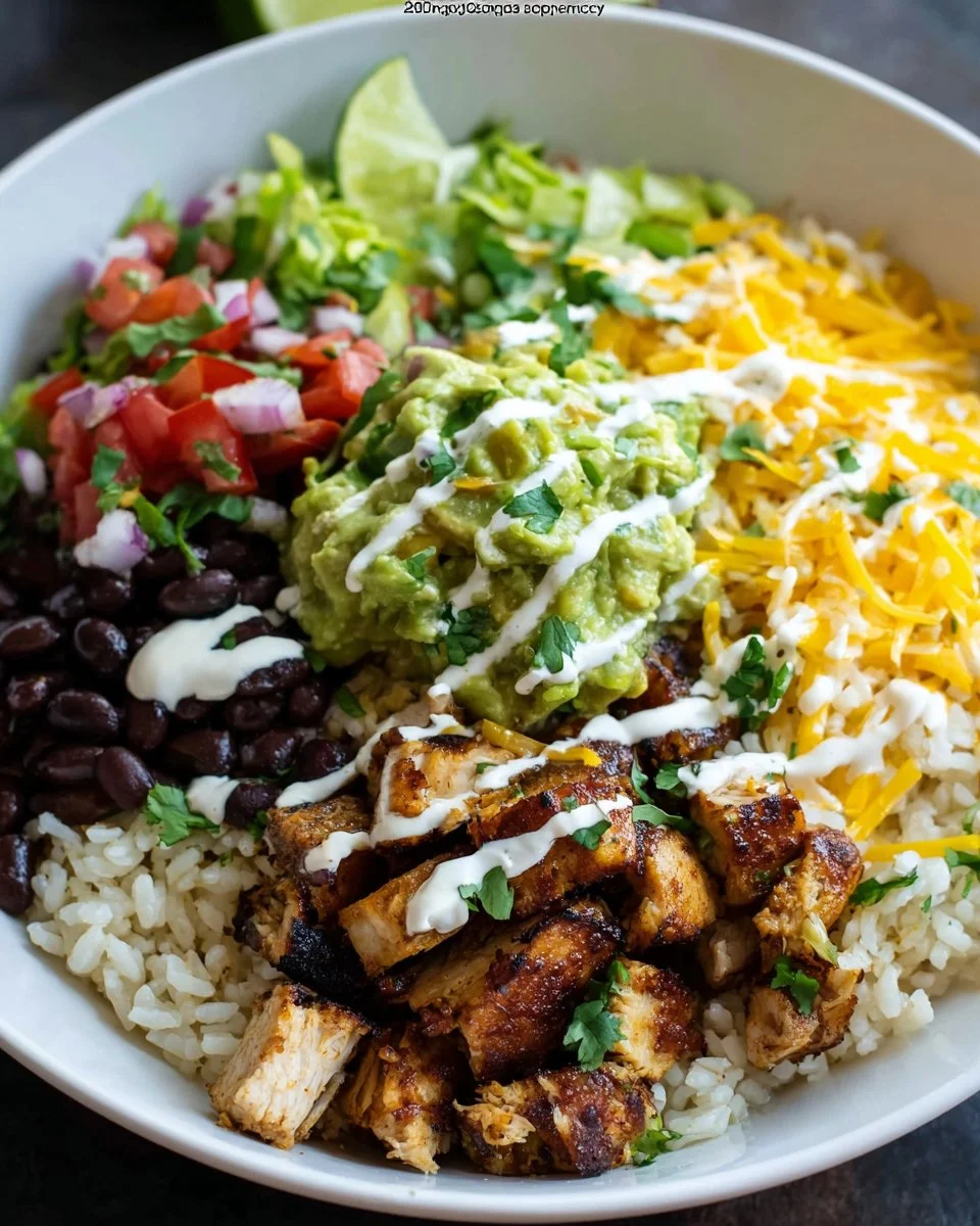 Delicious homemade Chipotle burrito bowl copycat with fresh ingredients