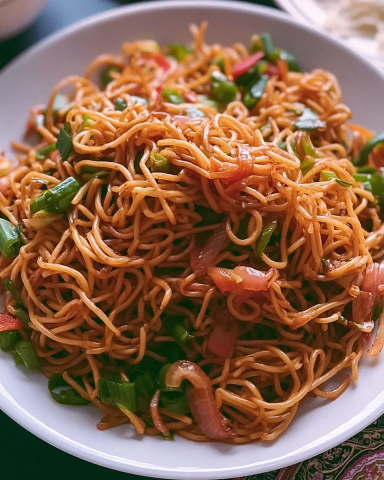 Delicious Classic Chinese Chow Mein with vegetables and chicken