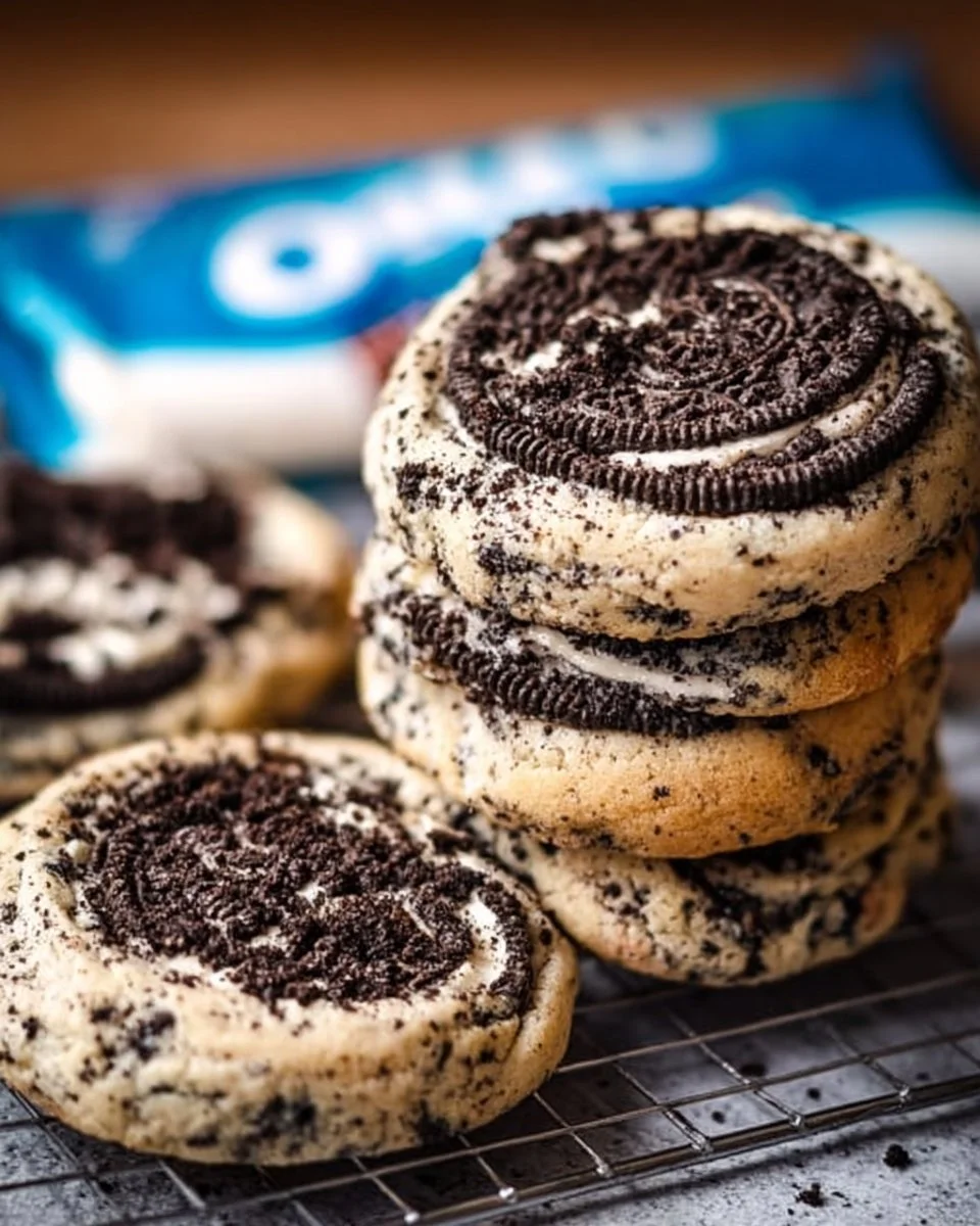 Delicious Cookies and Cream Cookies on a plate, showcasing their rich chocolate and cream flavor.