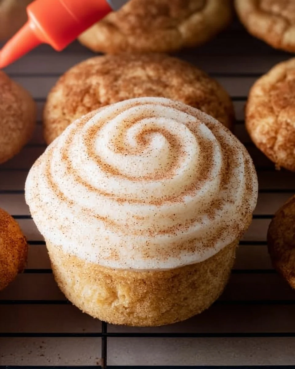 Crumbl Snickerdoodle Cupcake Cookie with cinnamon and frosting
