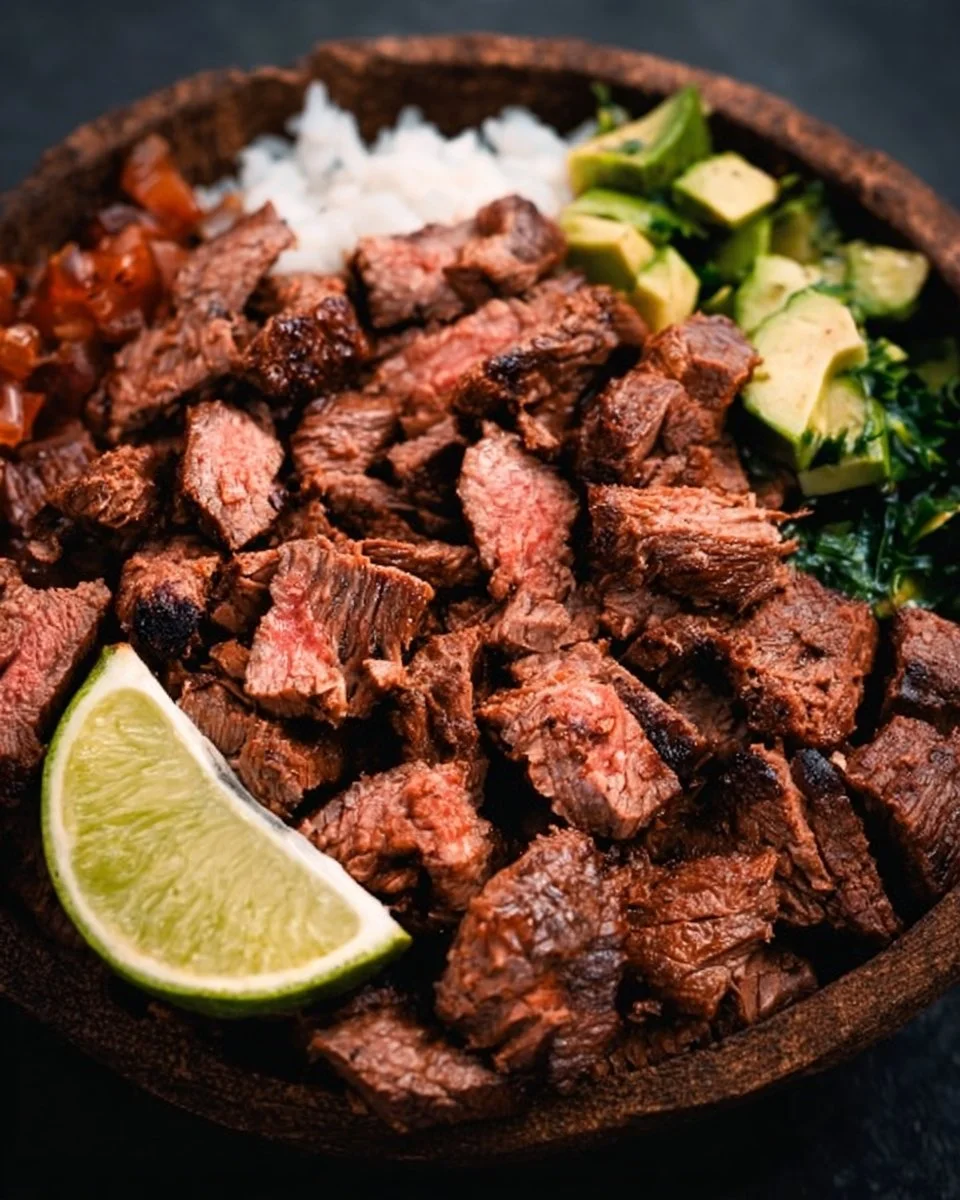 Homemade Chipotle Steak Bowl with fresh ingredients and vibrant flavors.