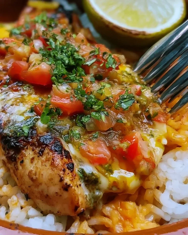 Quick and easy Fiesta Lime Chicken dish served with colorful vegetables