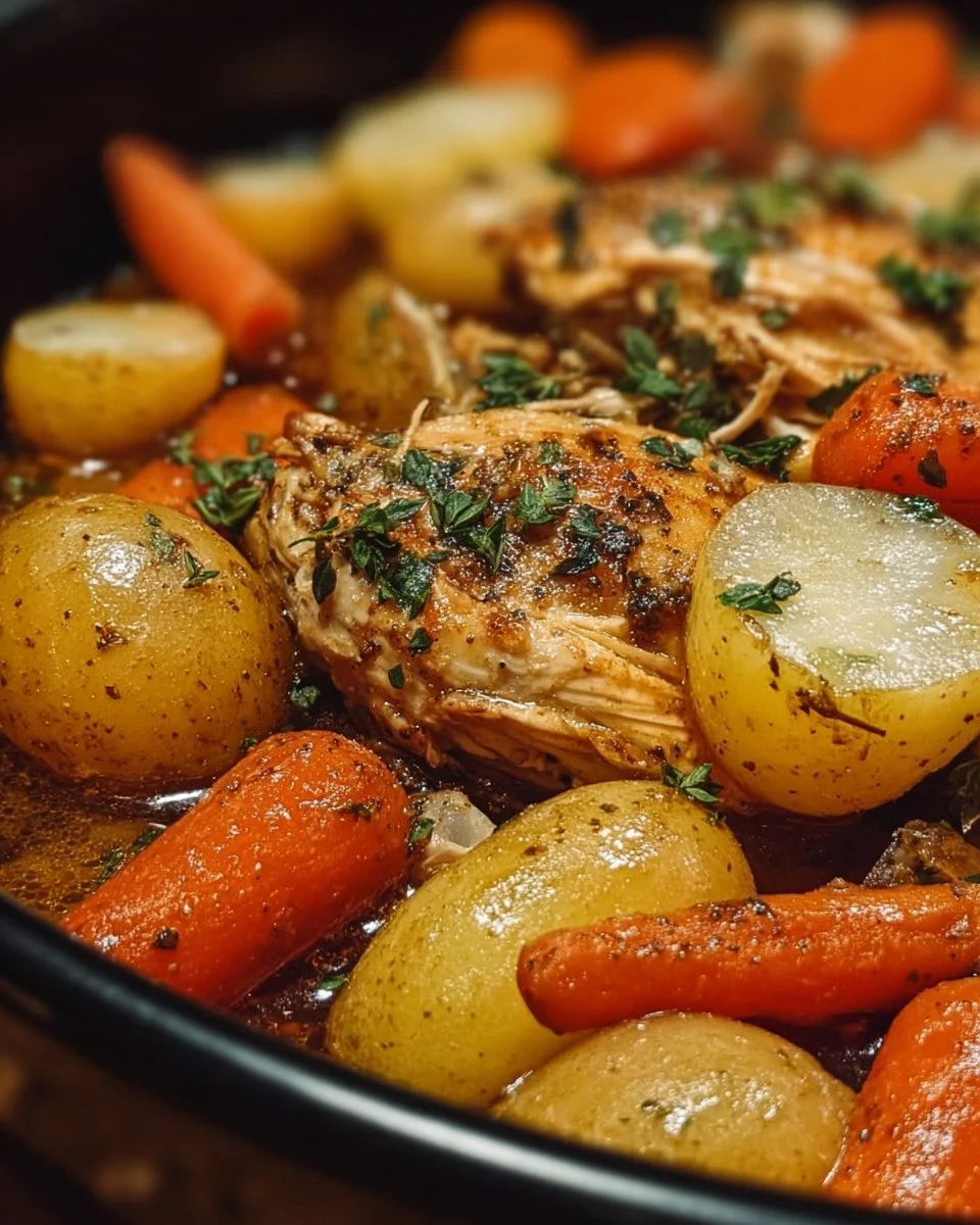 Garlic Butter Crockpot Chicken with Potatoes and Carrots