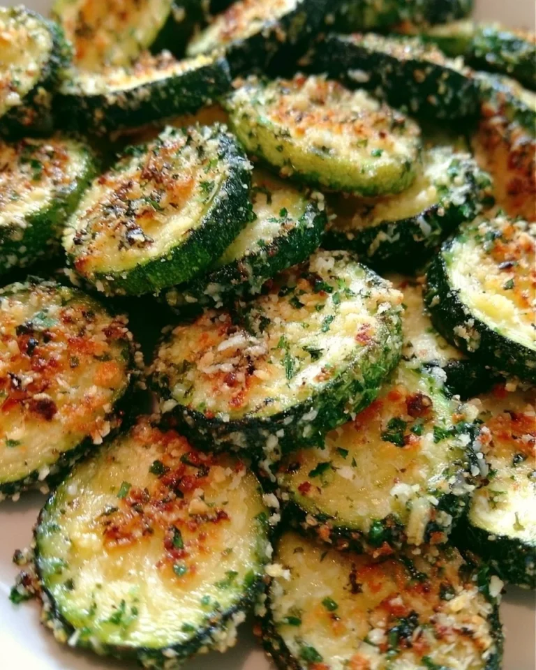 Garlic Parmesan Roasted Zucchini ready to serve, garnished with herbs.