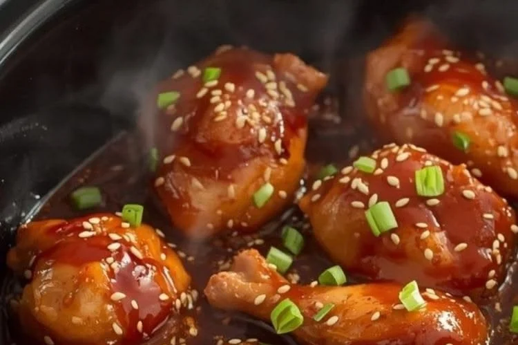 A plate of healthy slow cooker teriyaki chicken served with vegetables