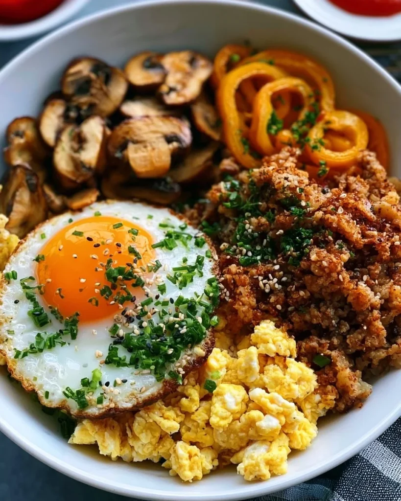 High protein breakfast bowl filled with nutritious ingredients for a healthy start.
