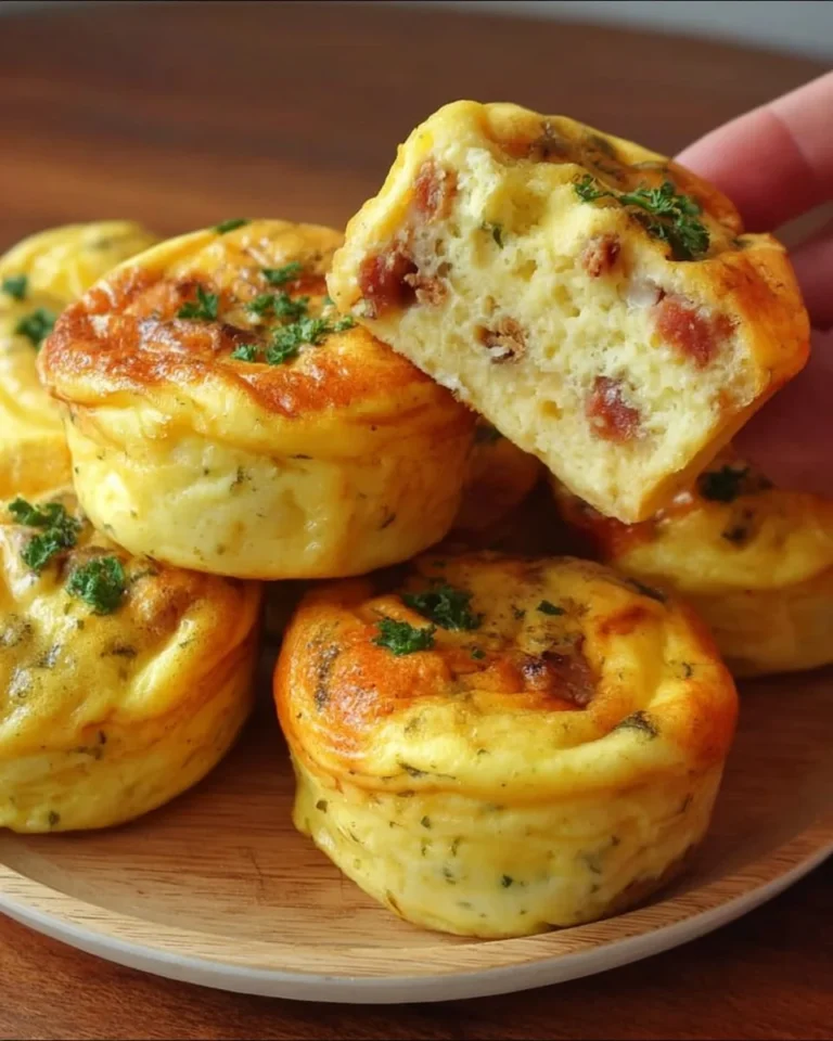 Oven baked Starbucks egg bites served on a plate with fresh herbs