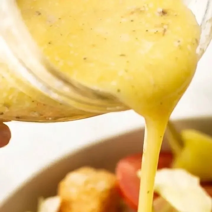 Homemade Olive Garden salad dressing served in a bowl