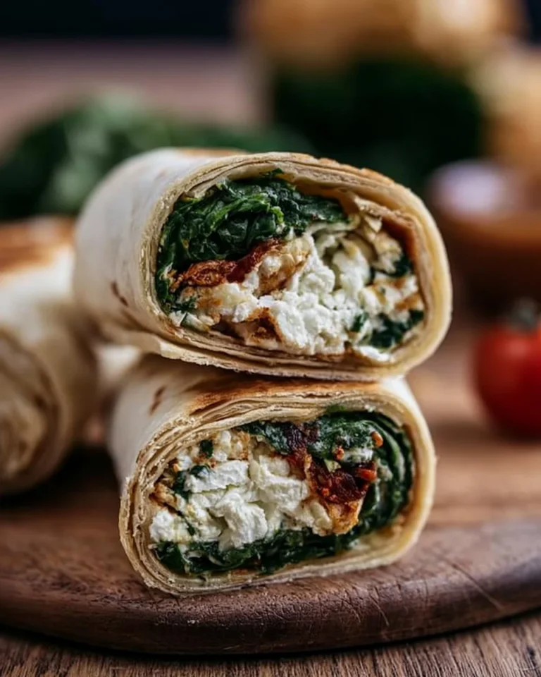 Delicious spinach feta wrap served on a colorful plate