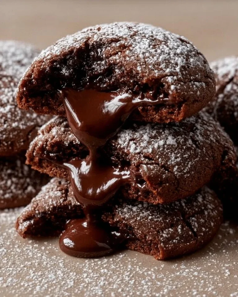 Delicious molten lava cookies with rich chocolate filling, crumbl-style treat