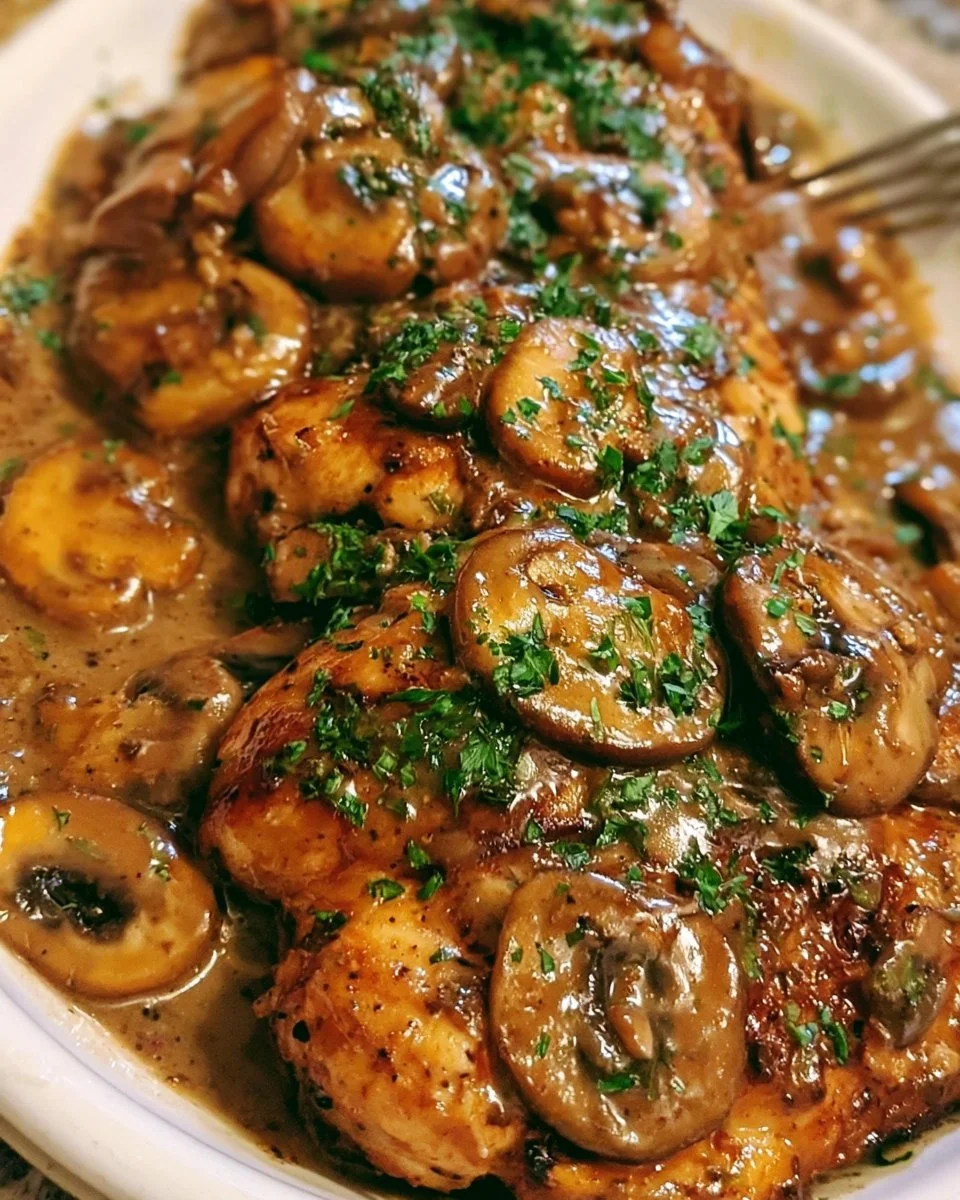 20 Minute Chicken Marsala dish with sautéed chicken and mushroom sauce