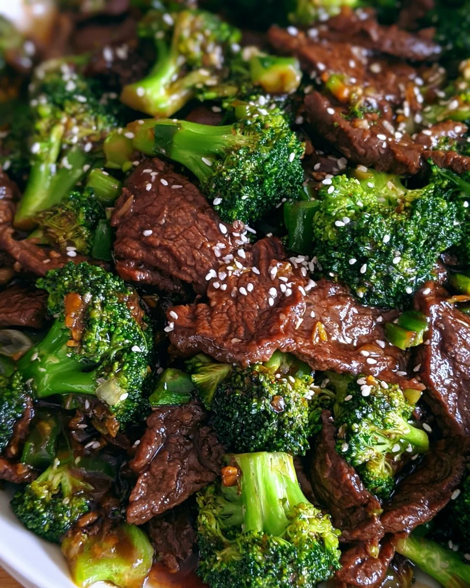 Tender beef and broccoli stir fry without ginger served in a dish