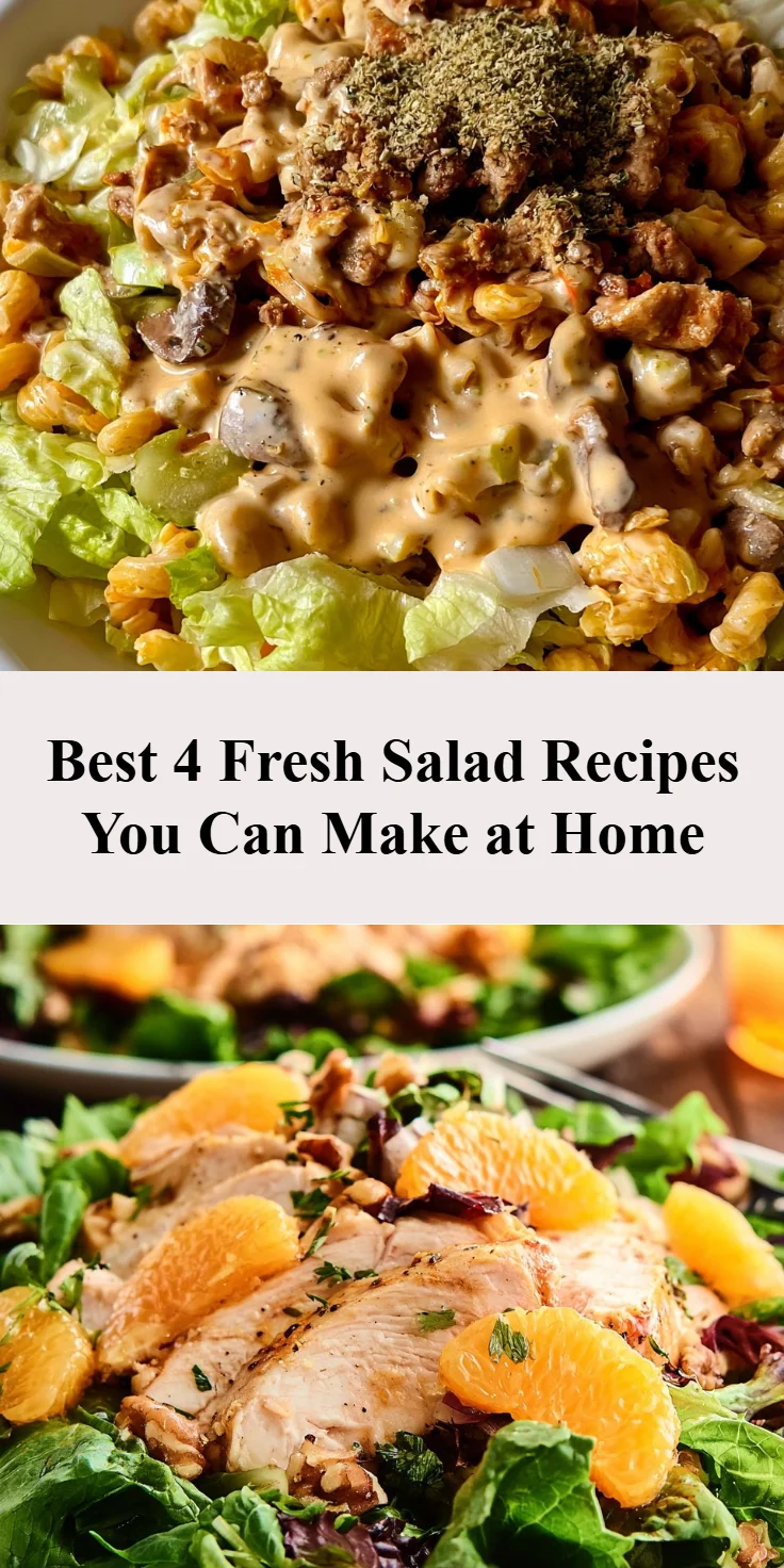 Colorful fresh salads featuring vibrant ingredients and flavors.