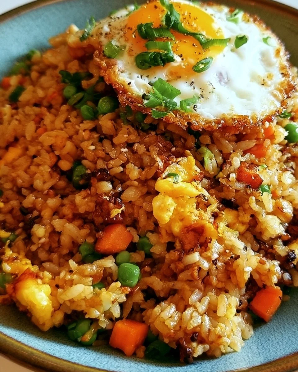 A colorful bowl of fried rice with vegetables and proteins, an easy meal hack for busy moms