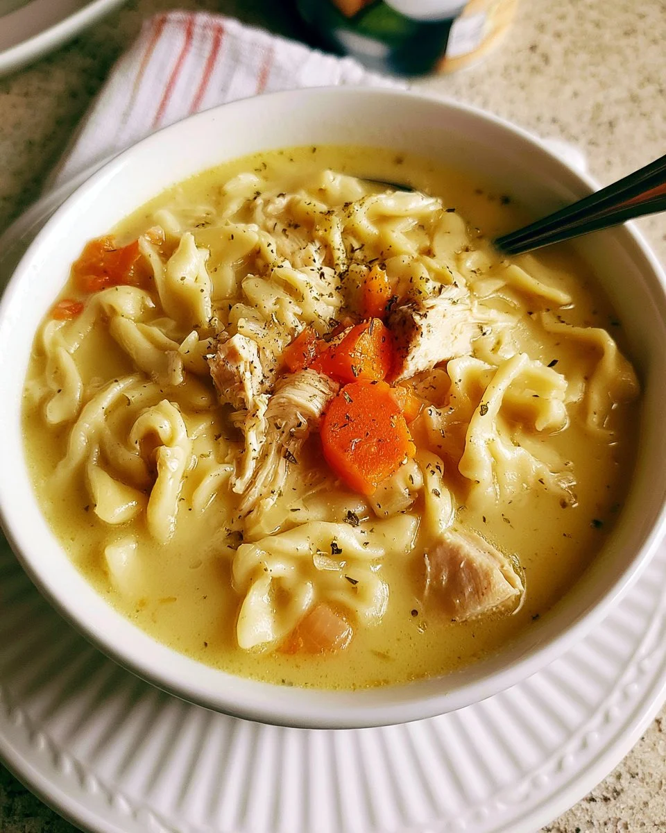 Homemade Chicken N Noodles inspired by Bob Evans recipe.