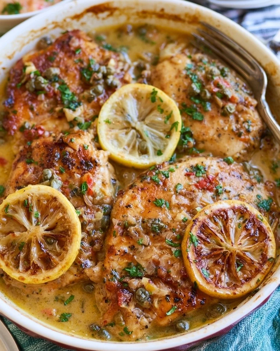 Delicious Chicken Piccata inspired by Olive Garden recipe, served with a lemon sauce.