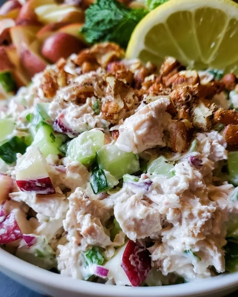 Quick and easy chicken salad recipe prepared in 15 minutes.