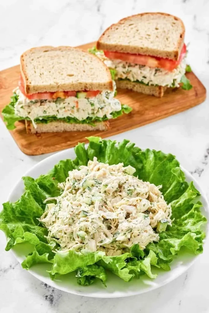 Delicious chicken salad inspired by Chicken Salad Chick's Dill icious Diva recipe.